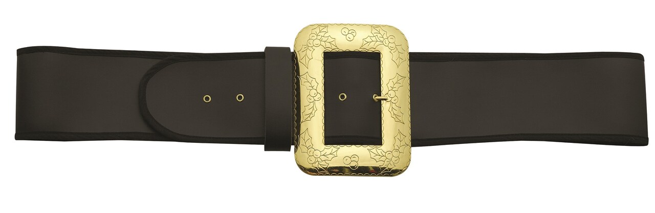 The Costume Center Black and Gold Santa Belt with Cast Buckle – Extra Large